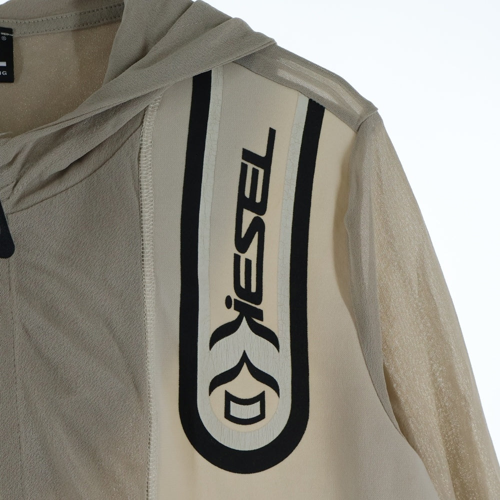 DIESEL(ディーゼル) T-STREP ロゴプリント ジップアップ レーヨン パーカー ベージュ A08462 レディース