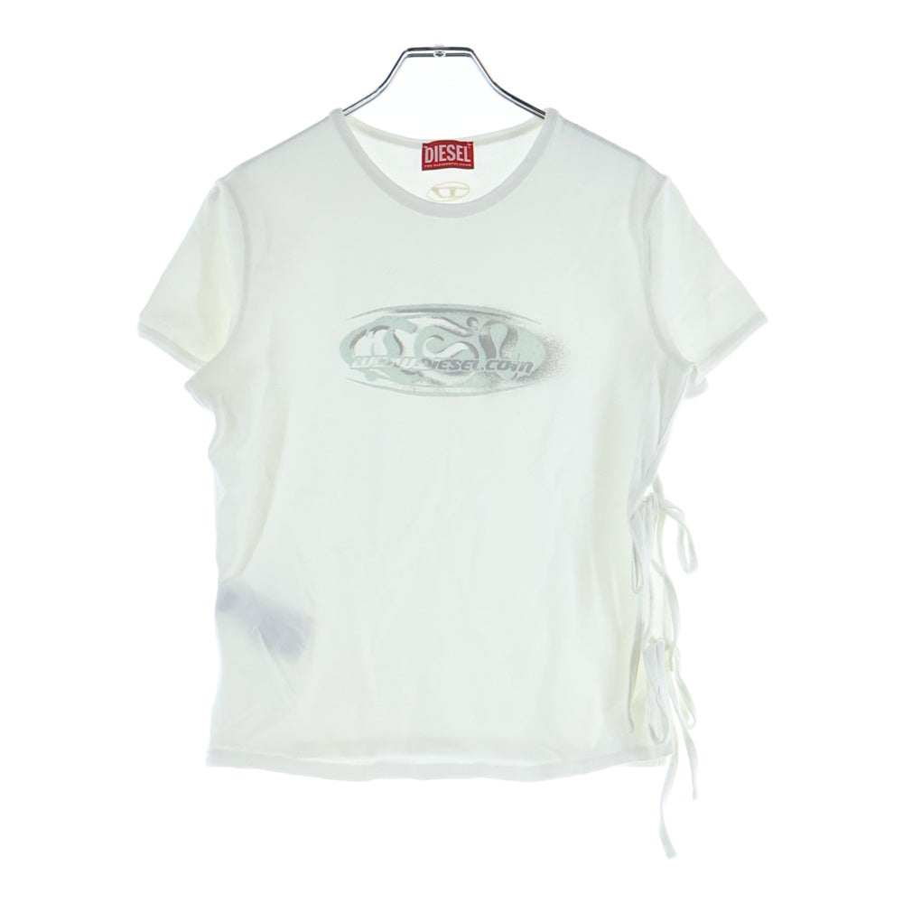 DIESEL(ディーゼル) T-LAYA フェルトロゴ クルーネック 半袖Tシャツカットソー ホワイト A19368 レディース