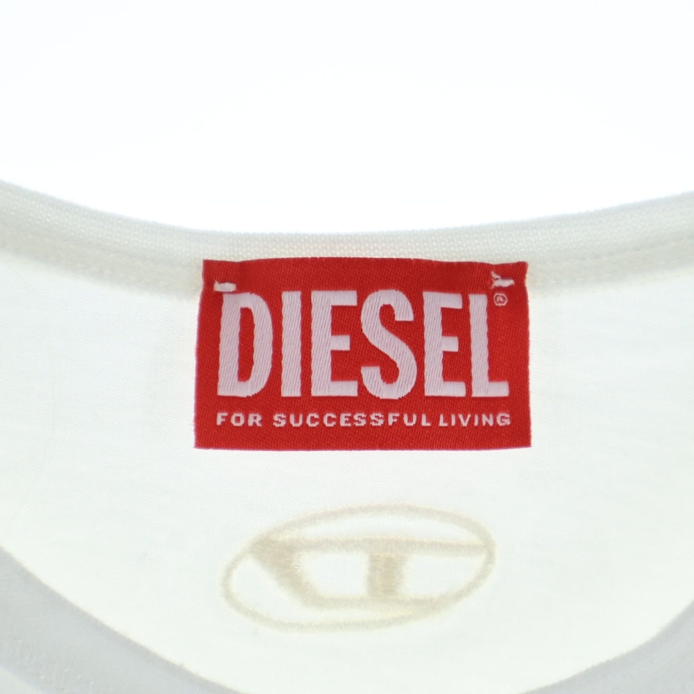 DIESEL(ディーゼル) T-LAYA フェルトロゴ クルーネック 半袖Tシャツカットソー ホワイト A19368 レディース