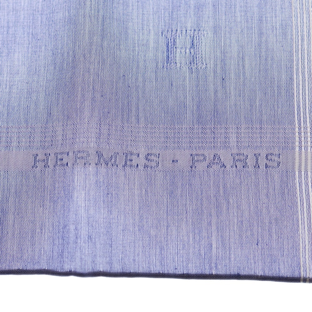 HERMES(エルメス) Hレリーフ コットン ハンカチ ブルー レディース