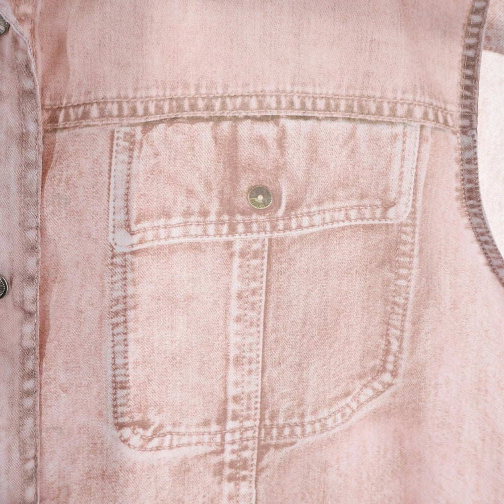 DIESEL(ディーゼル) C-MOHJA デニムプリント ノースリーブ シャツ ピンク A08431 レディース