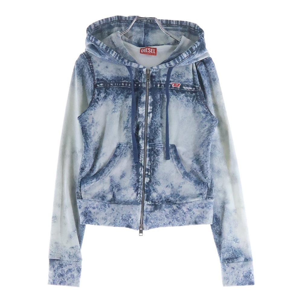 DIESEL(ディーゼル) F-BRIT デニムプリント ジップアップ スウェット パーカー インディゴ A10454 レディース