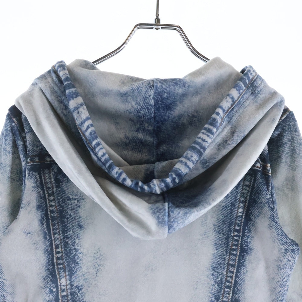 DIESEL(ディーゼル) F-BRIT デニムプリント ジップアップ スウェット パーカー インディゴ A10454 レディース