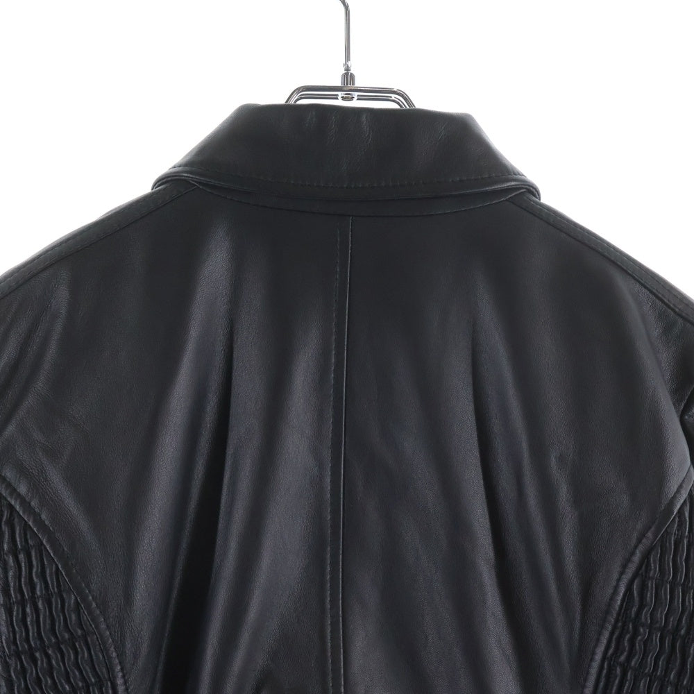 DIESEL(ディーゼル) L-SASKIA ラムレザー ジップアップ シングル ライダースジャケット ブラック A06312 レディース