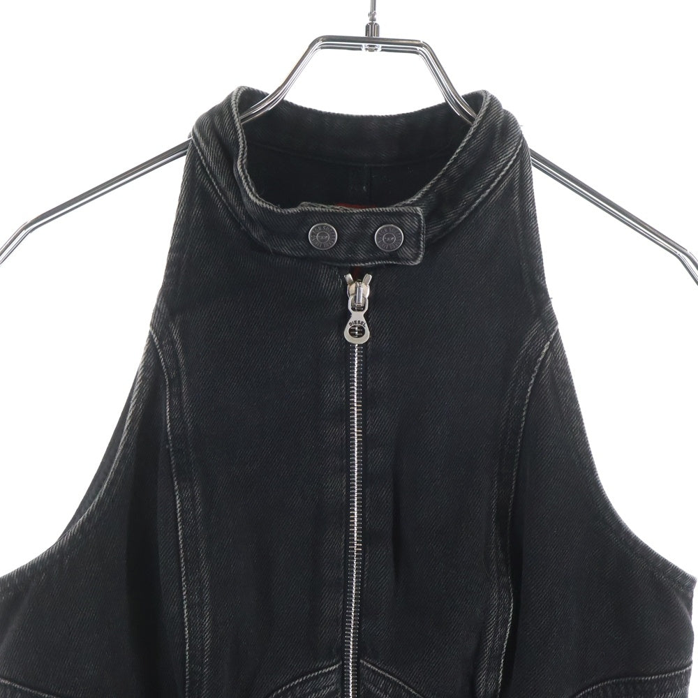 DIESEL(ディーゼル) DE-LULU-SHORT フルジップアップ デニム ノースリーブ ワンピース ブラック A12766 レディース