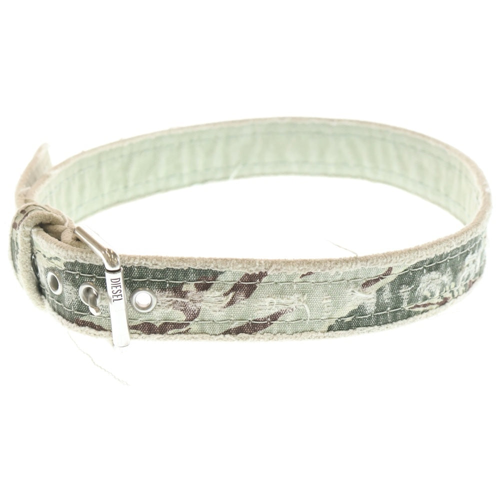 DIESEL(ディーゼル) ダメージ加工 カモ柄 デニム ベルト インディゴ