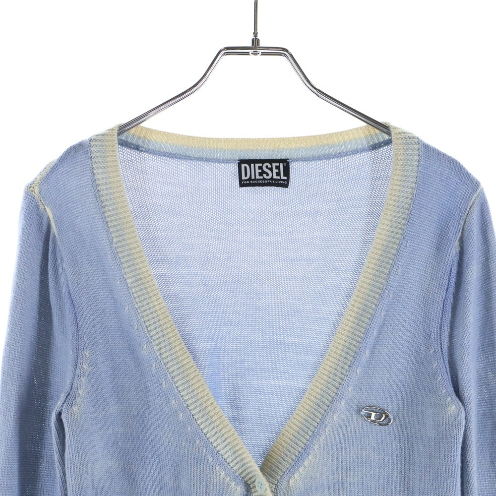 DIESEL(ディーゼル) M-ARIKA ロゴプレート ニットカーディガン ブルー A06717 レディース