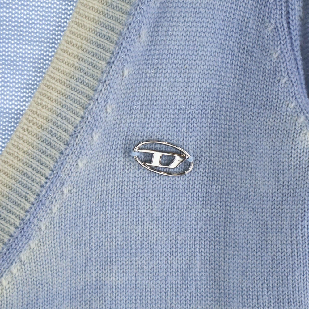 DIESEL(ディーゼル) M-ARIKA ロゴプレート ニットカーディガン ブルー A06717 レディース