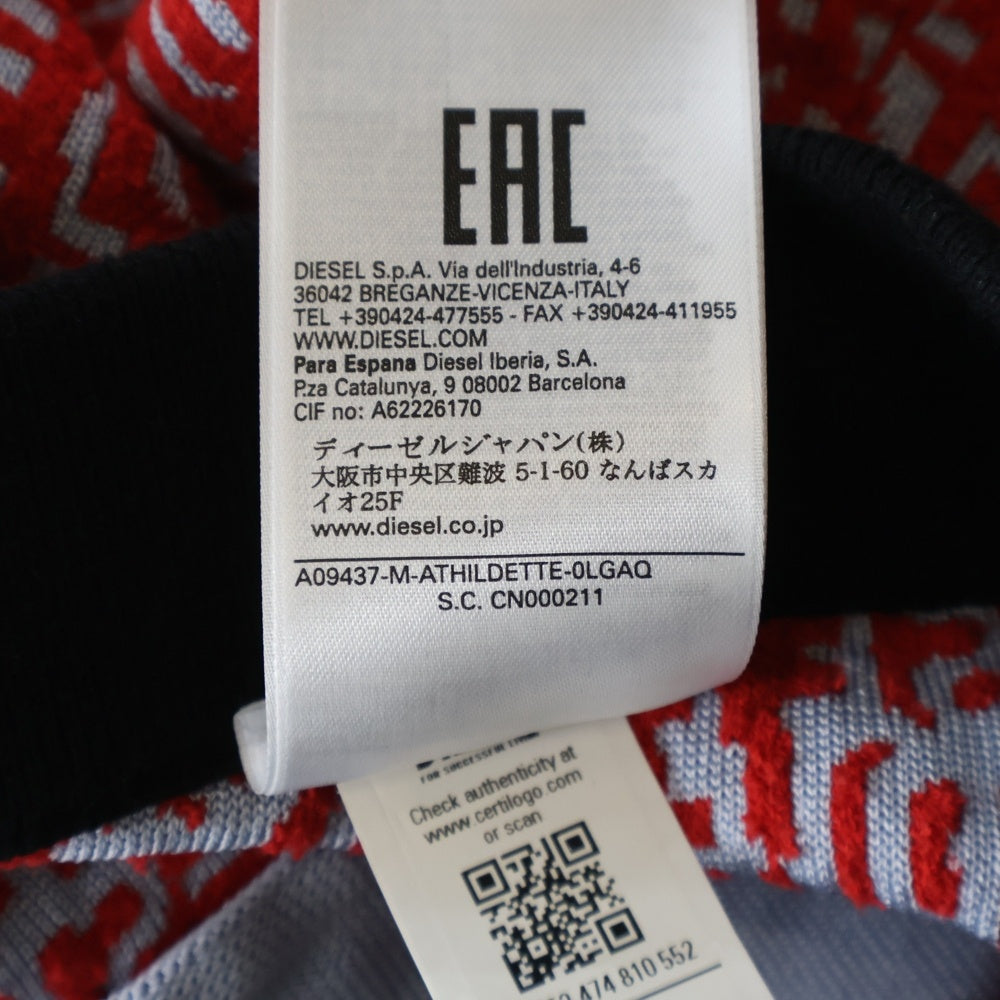 DIESEL(ディーゼル) M-ATHILDETTE リピートロゴジャガード ショート スカート レッド/ブルー A09437 レディース