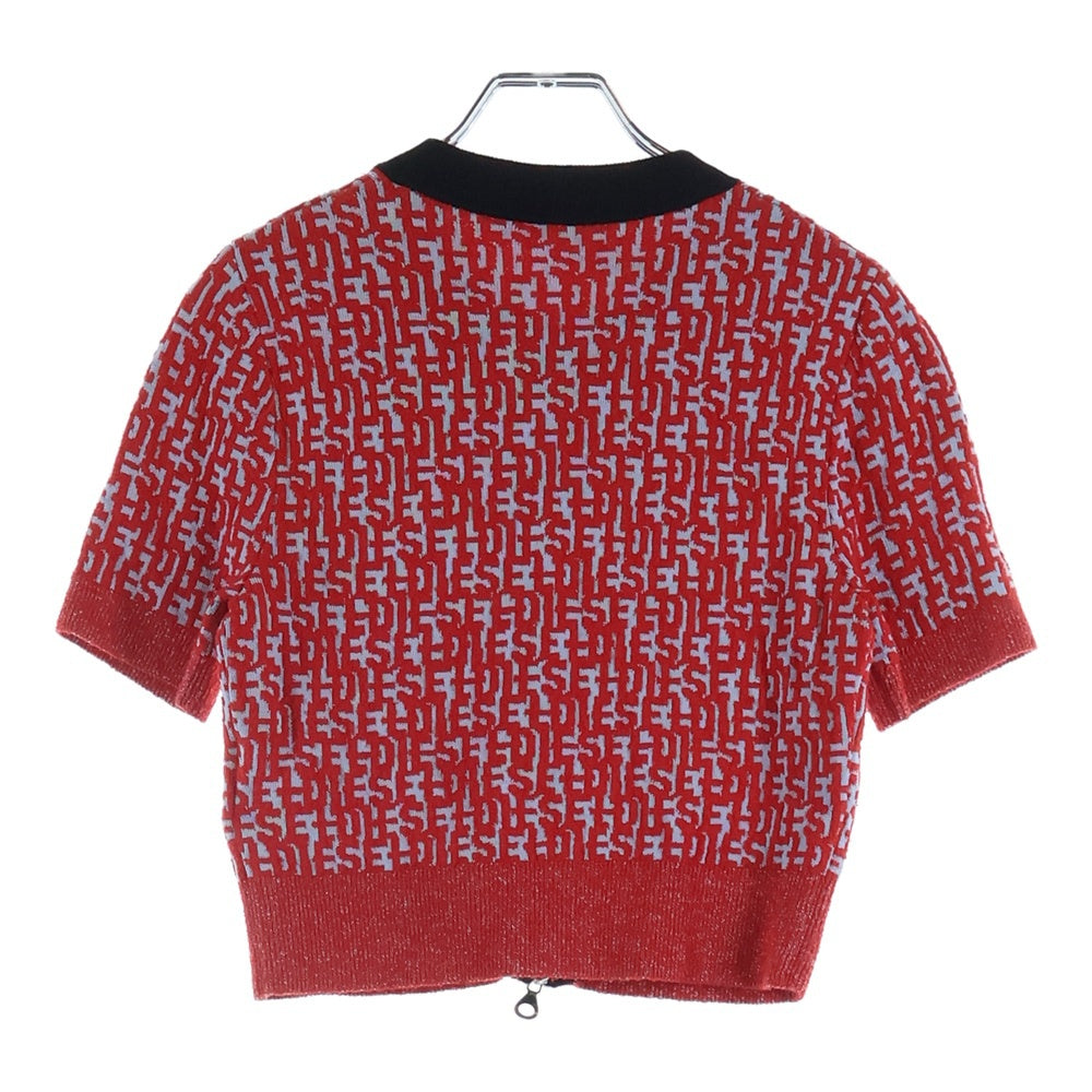 DIESEL(ディーゼル) M-ATHILDE リピートロゴジャガード ジップアップ 半袖Tシャツ ショートスリーブ トップス レッド/ブルー A09430 レディース
