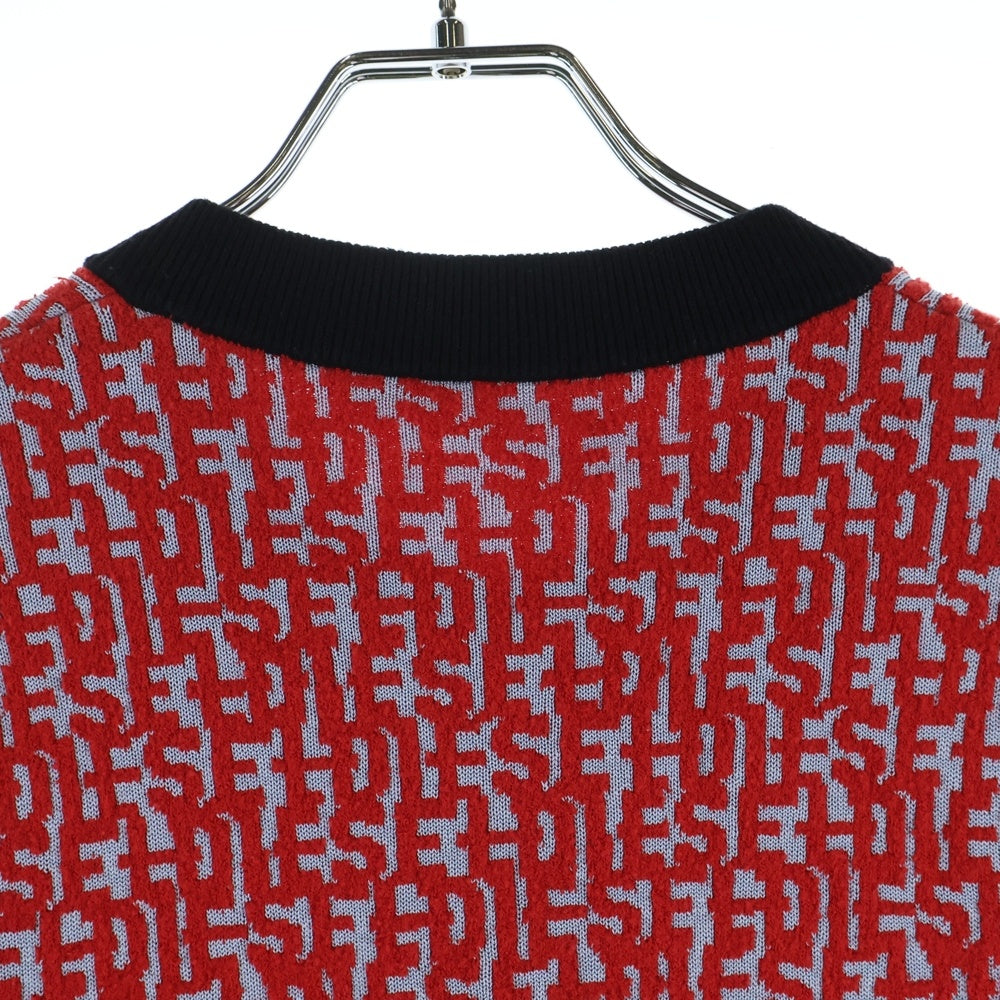 DIESEL(ディーゼル) M-ATHILDE リピートロゴジャガード ジップアップ 半袖Tシャツ ショートスリーブ トップス レッド/ブルー A09430 レディース