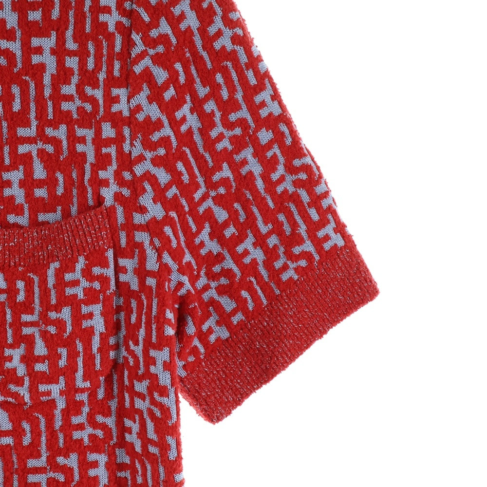 DIESEL(ディーゼル) M-ATHILDE リピートロゴジャガード ジップアップ 半袖Tシャツ ショートスリーブ トップス レッド/ブルー A09430 レディース