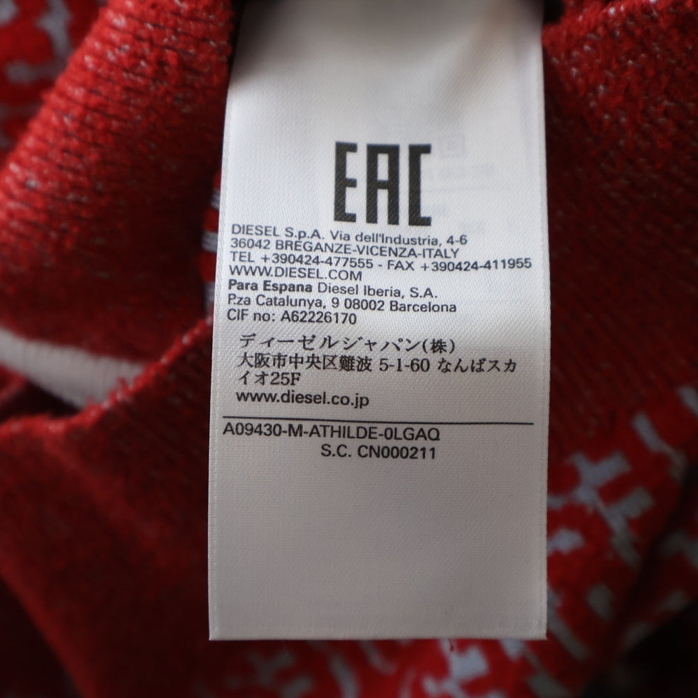 DIESEL(ディーゼル) M-ATHILDE リピートロゴジャガード ジップアップ 半袖Tシャツ ショートスリーブ トップス レッド/ブルー A09430 レディース