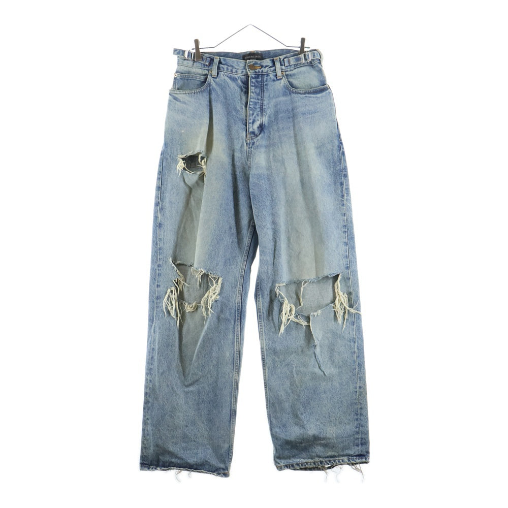 BALENCIAGA(バレンシアガ) 23AW デストロイ加工 スーパーラージ バギーデニムパンツ インディゴ 697833
