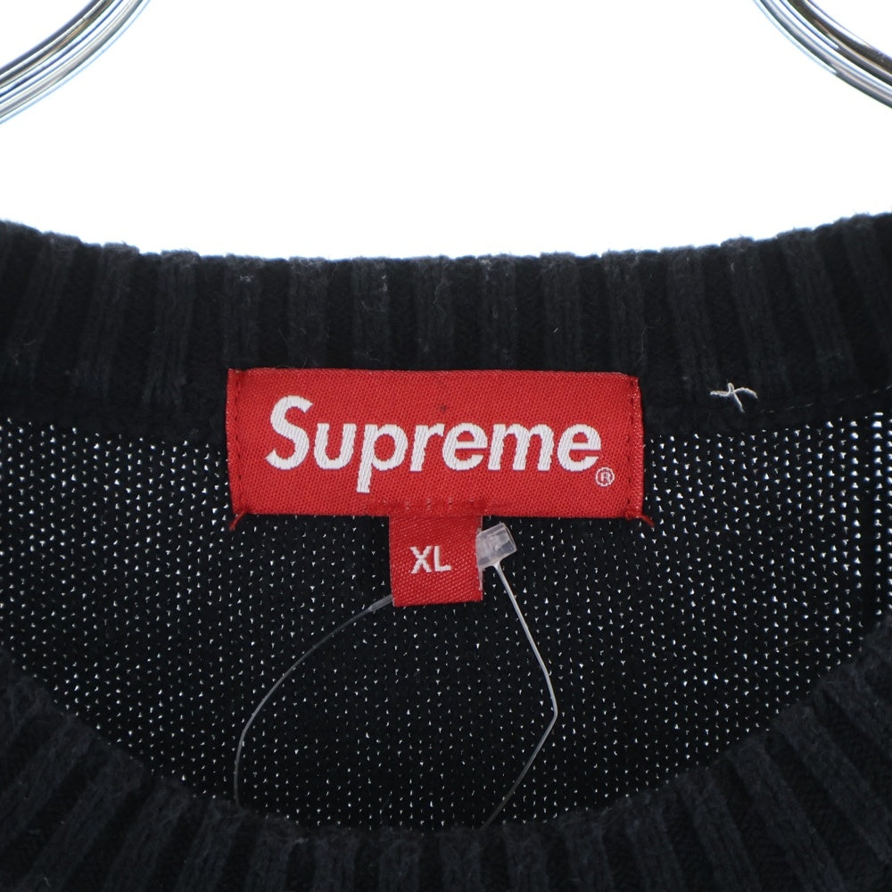 SUPREME(シュプリーム) 21SS Tonal Checkerboard Small Box Sweater トーナル チェッカーボード スモールボックスロゴ コットン ニット セーター ブラック