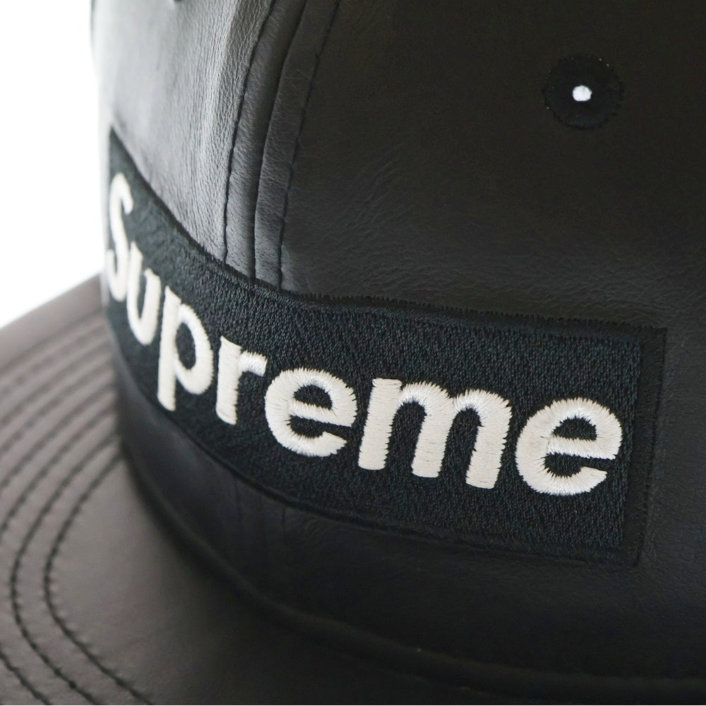 SUPREME(シュプリーム) 22AW ×NEW ERA Leather Earflap Box Logo ニューエラ レザー イヤーフラップ ボックスロゴ フライトキャップ 帽子 ブラック
