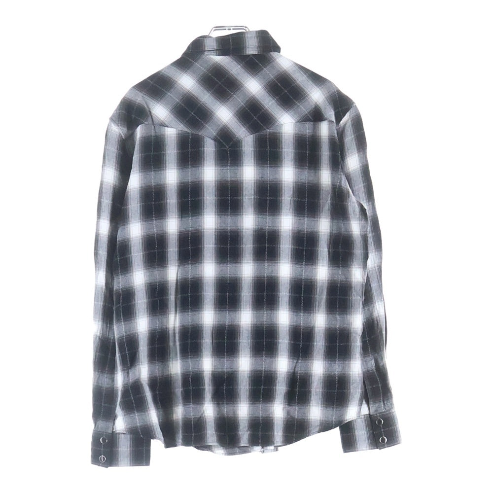 CELINE(セリーヌ) 20SS オンブレチェック ウエスタン レーヨン 長袖シャツ ブラック/ホワイト 2C143362F