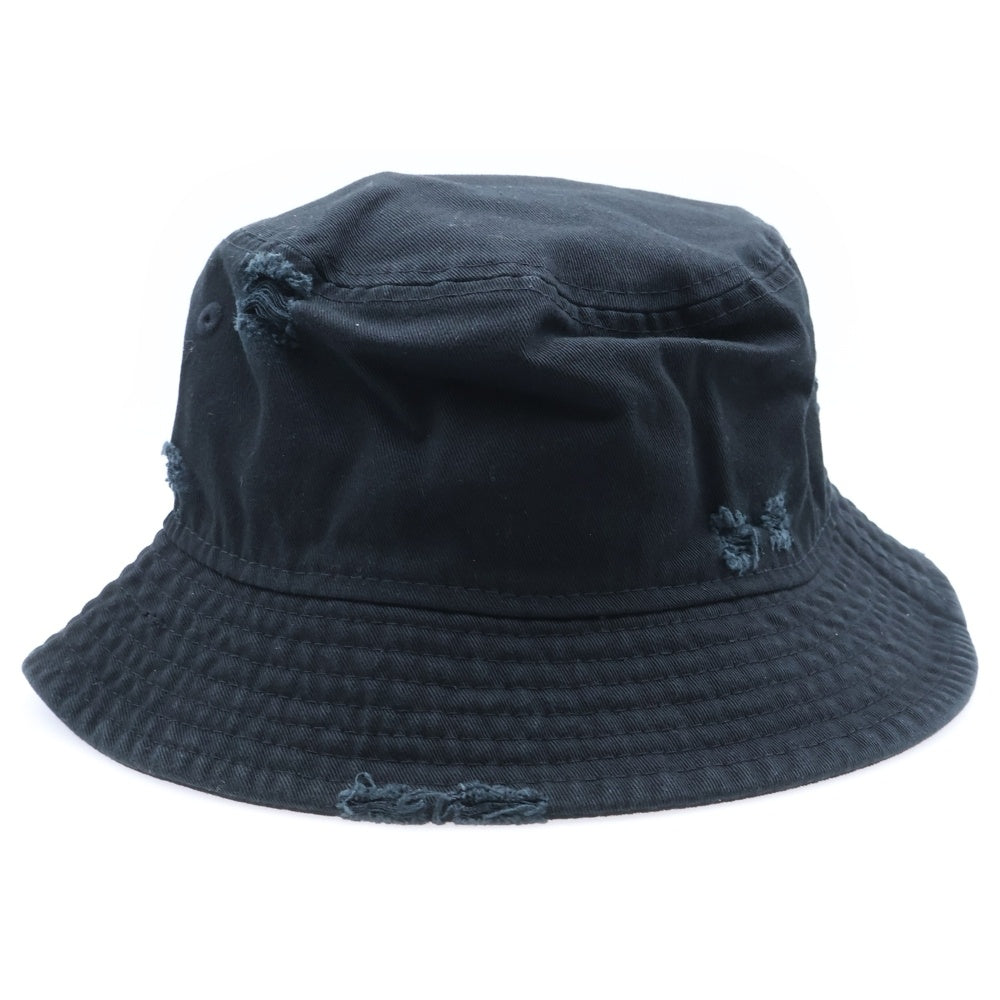 LIMI feu(リミフゥ) ×New Era ニューエラ ダメージ加工 ロゴ刺繍 バケットハット 帽子 ブラック レディース LZ-H13-086-1