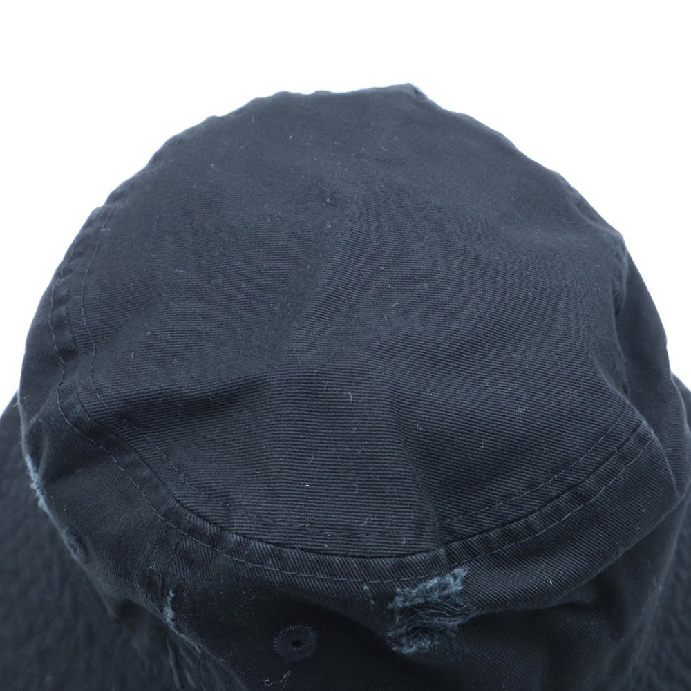 LIMI feu(リミフゥ) ×New Era ニューエラ ダメージ加工 ロゴ刺繍 バケットハット 帽子 ブラック レディース LZ-H13-086-1