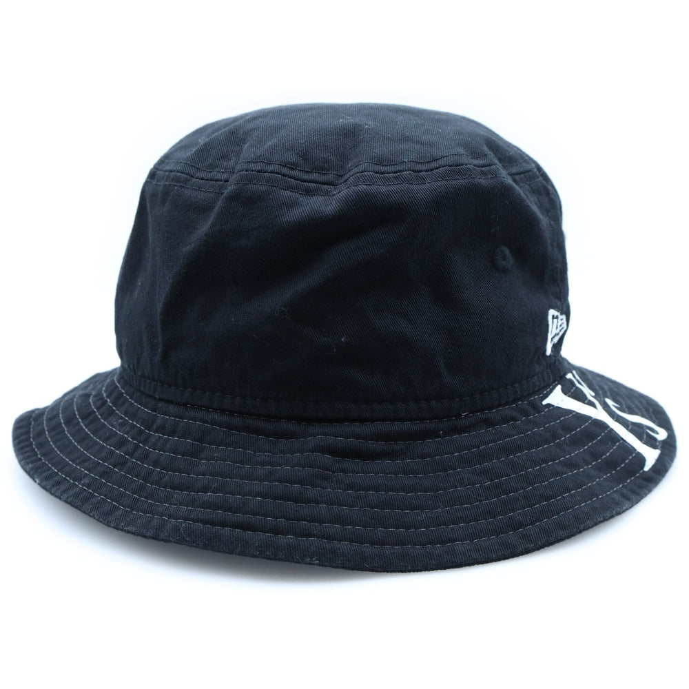 Y's(ワイズ) 22AW ×New Era Bucket-01 ニューエラ ロゴプリント バケットハット 帽子 ブラック YE-H12-092