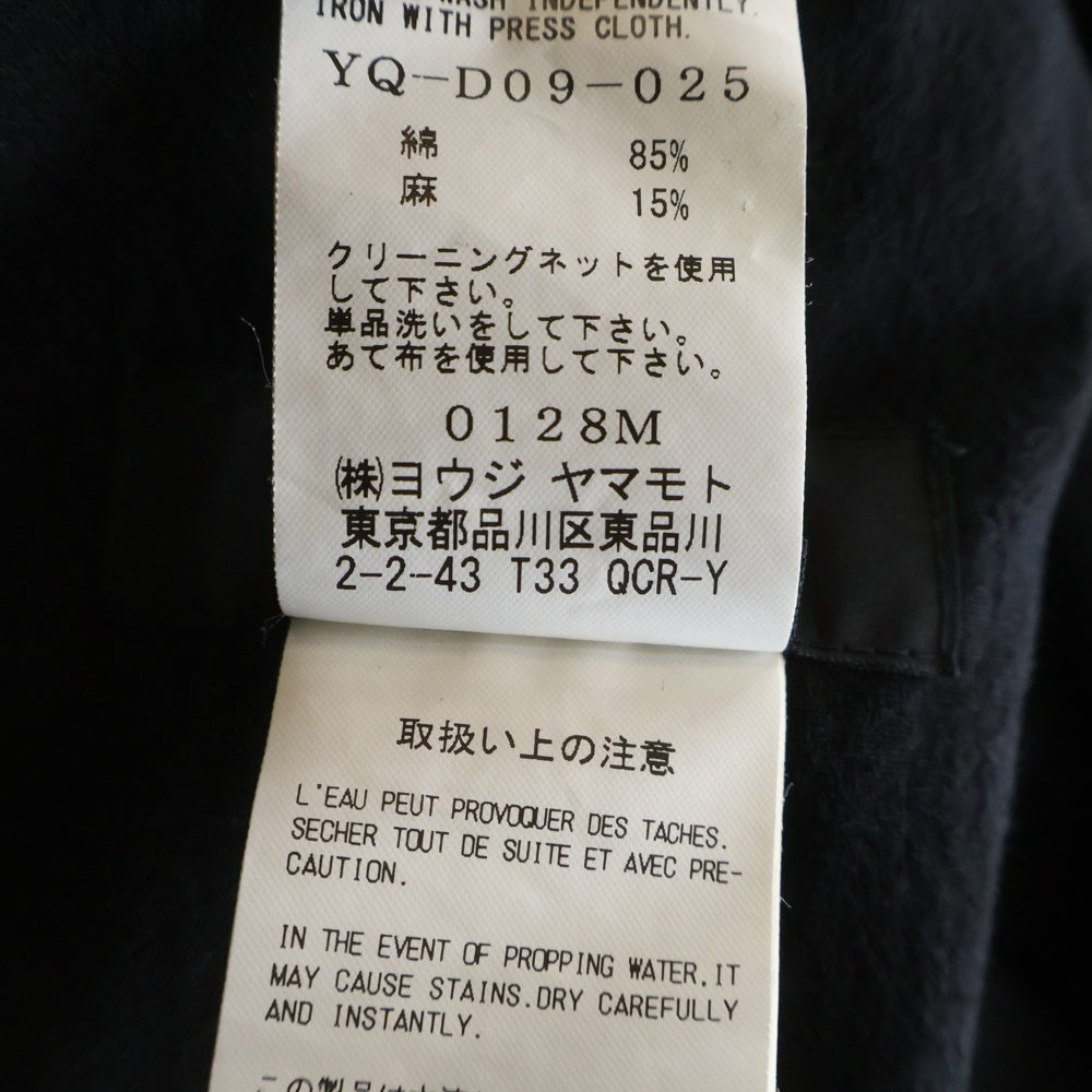 Y's(ワイズ) コットン リネン アシンメトリーデザイン ロング 半袖シャツ ブラック レディース YQ-D09-025