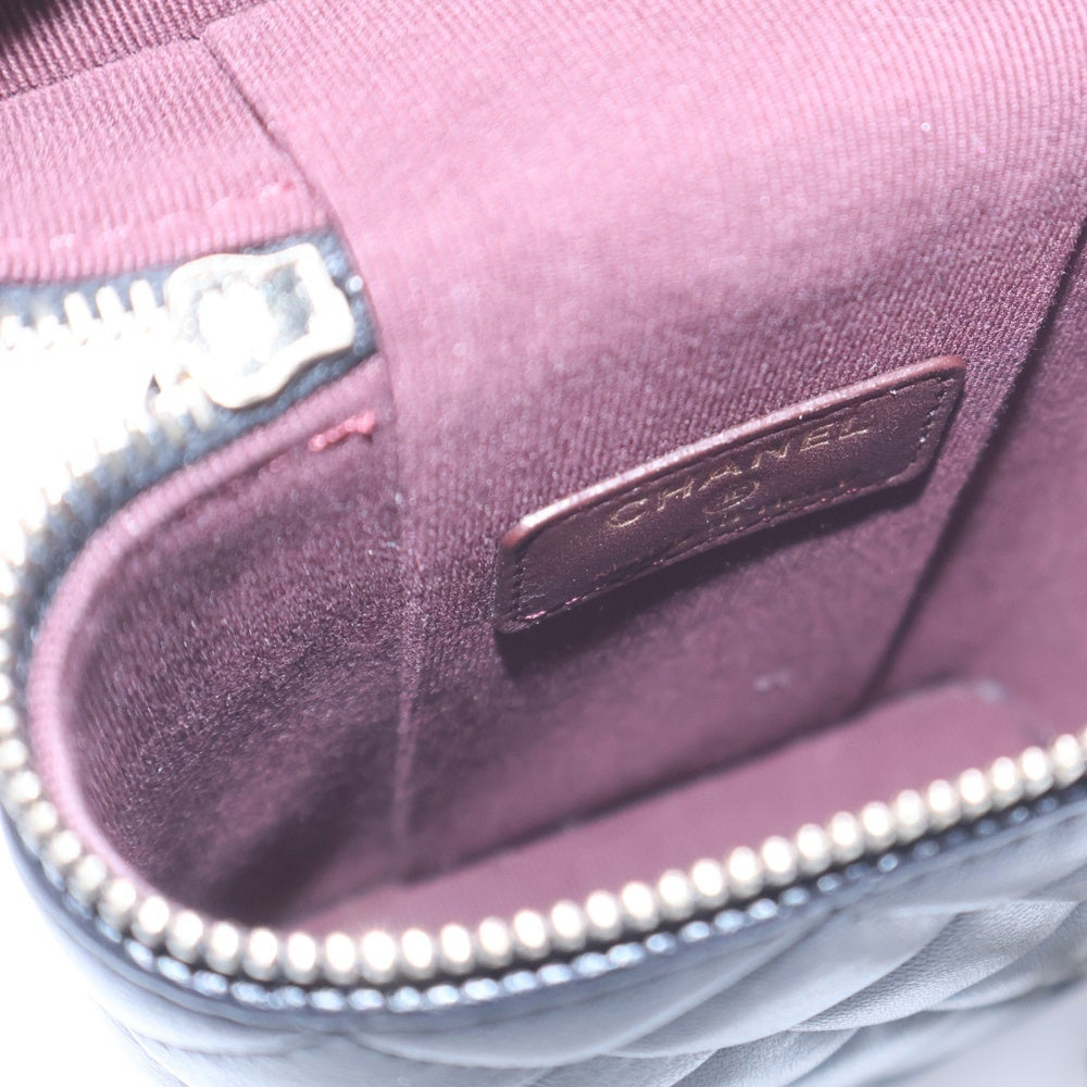 CHANEL(シャネル) ココマーク マトラッセ バニティ ラムスキン フォンケース チェーンショルダーバッグ ブラック ランダムシリアル AP2084 レディース