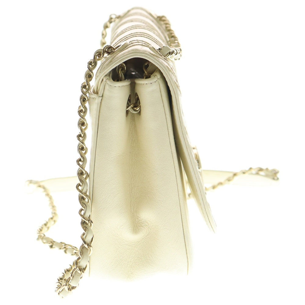 CHANEL(シャネル) ココマークロック Vステッチ シープ カーフスキン チェーンショルダーバッグ レディース アイボリー A91893