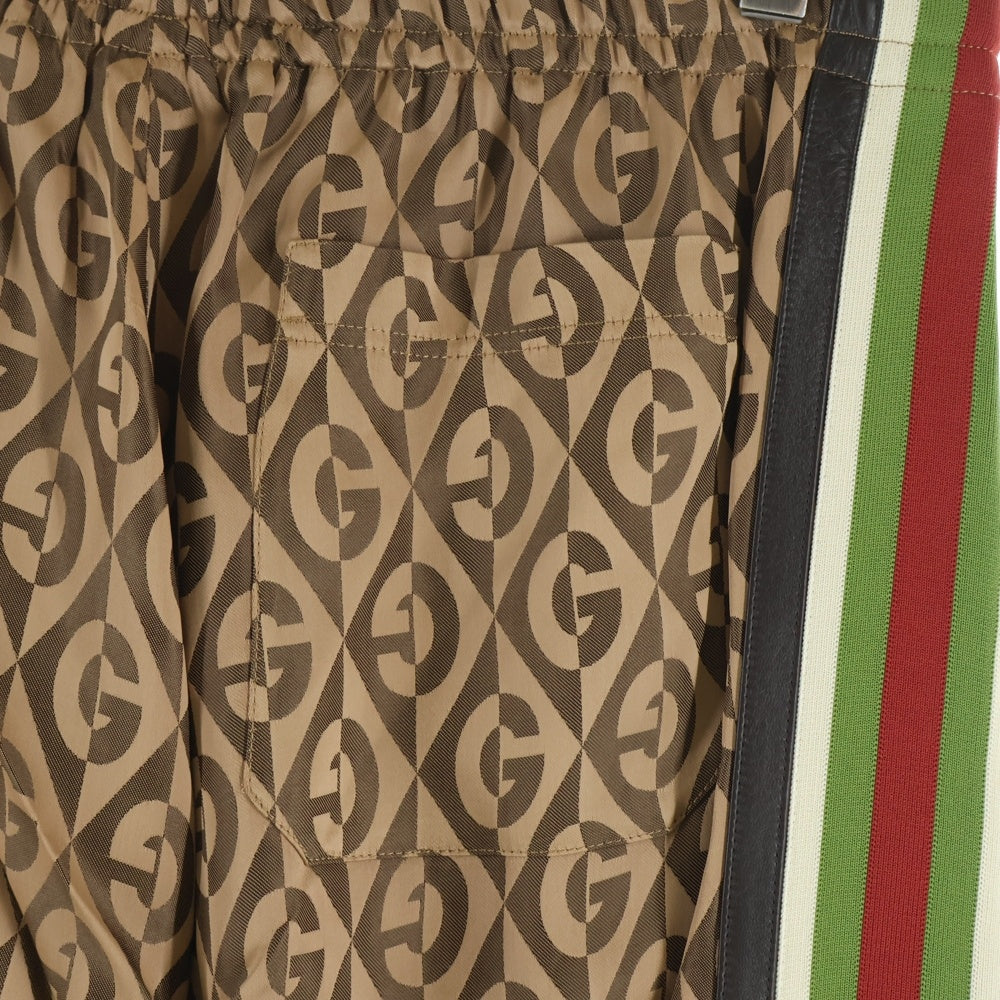 GUCCI(グッチ) Gランバス 総柄 レーヨン トラックパンツ ブラウン 587388 XJB0V