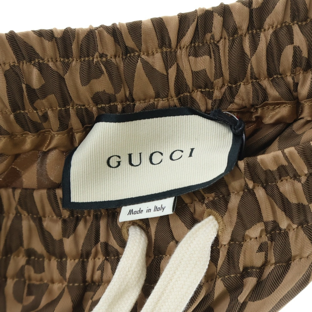 GUCCI(グッチ) Gランバス 総柄 レーヨン トラックパンツ ブラウン 587388 XJB0V