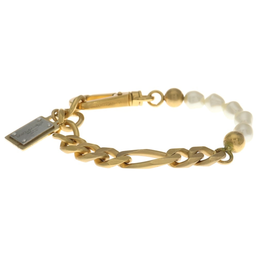DOLCE & GABBANA(ドルチェアンドガッバーナ) Link Bracelet パール チェーンリンクブレスレット ゴールド レディース