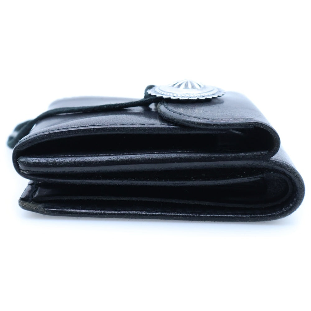 goro's(ゴローズ) SV 小 コンチョ付き サドルレザー コンパクトウォレット 二つ折り札入れ ブラック/シルバー