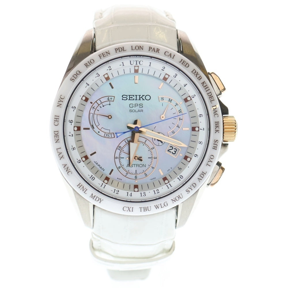 SEIKO(セイコー) Astron アストロン デュアルタイム デイト GPSソーラー シェル文字盤 腕時計 ホワイト 8X53-0AJ0-2