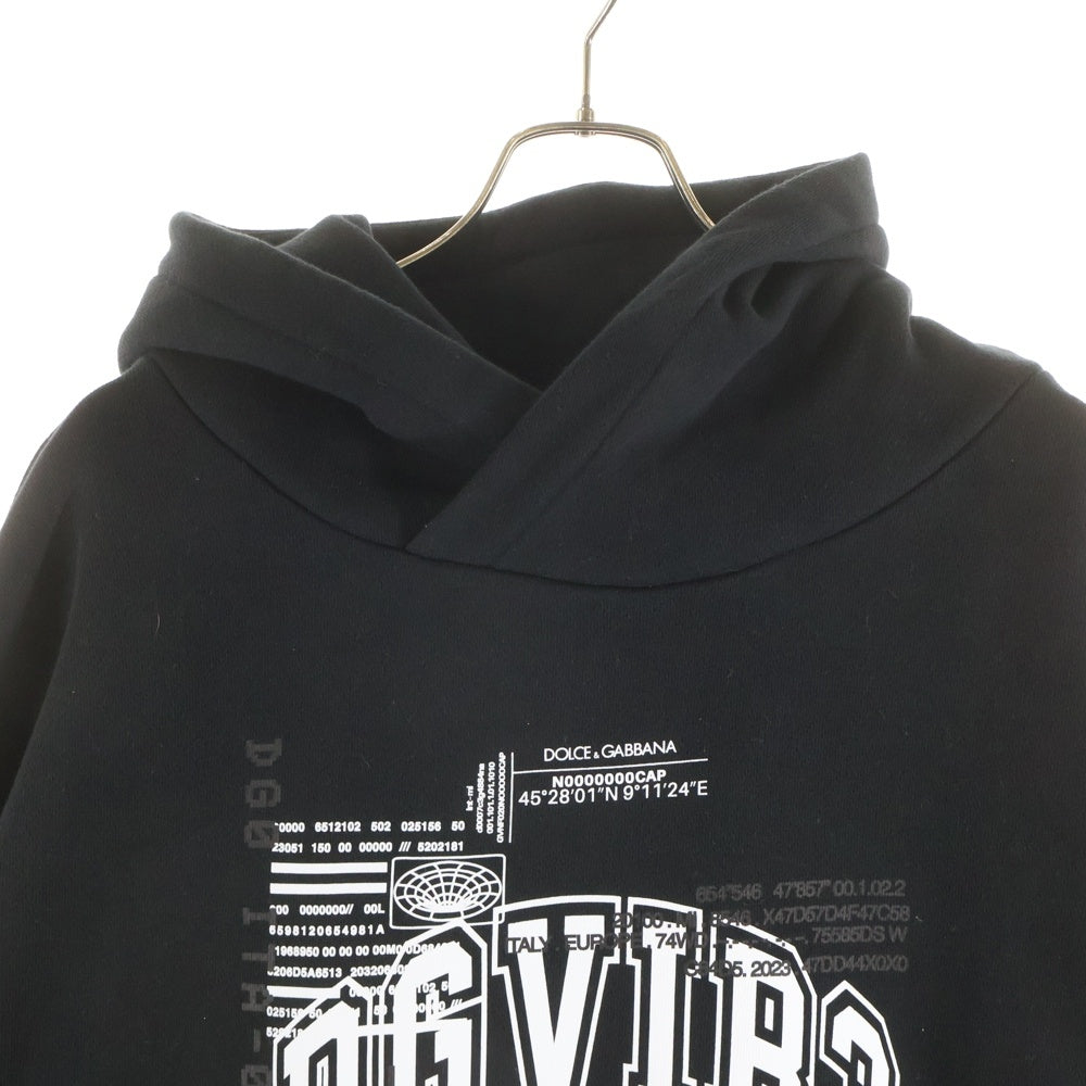 DOLCE & GABBANA(ドルチェアンドガッバーナ) バーコード ロゴプリント スウェットプルオーバーパーカー ブラック G9AKPT