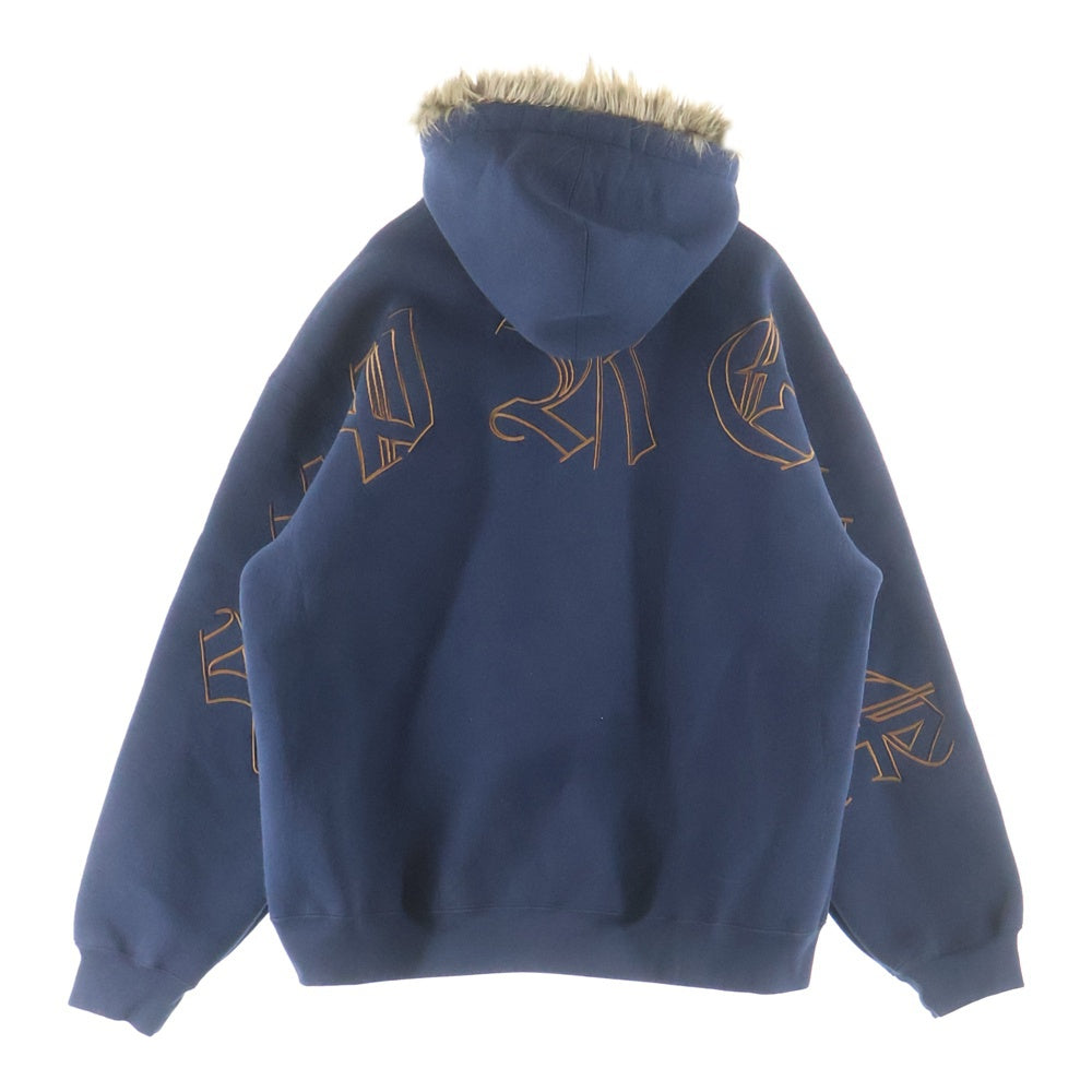 SUPREME(シュプリーム) 25AW Faux Fur Zip Up Hooded Sweatshirt フェイクファー ジップアップ スウェットパーカー ネイビー