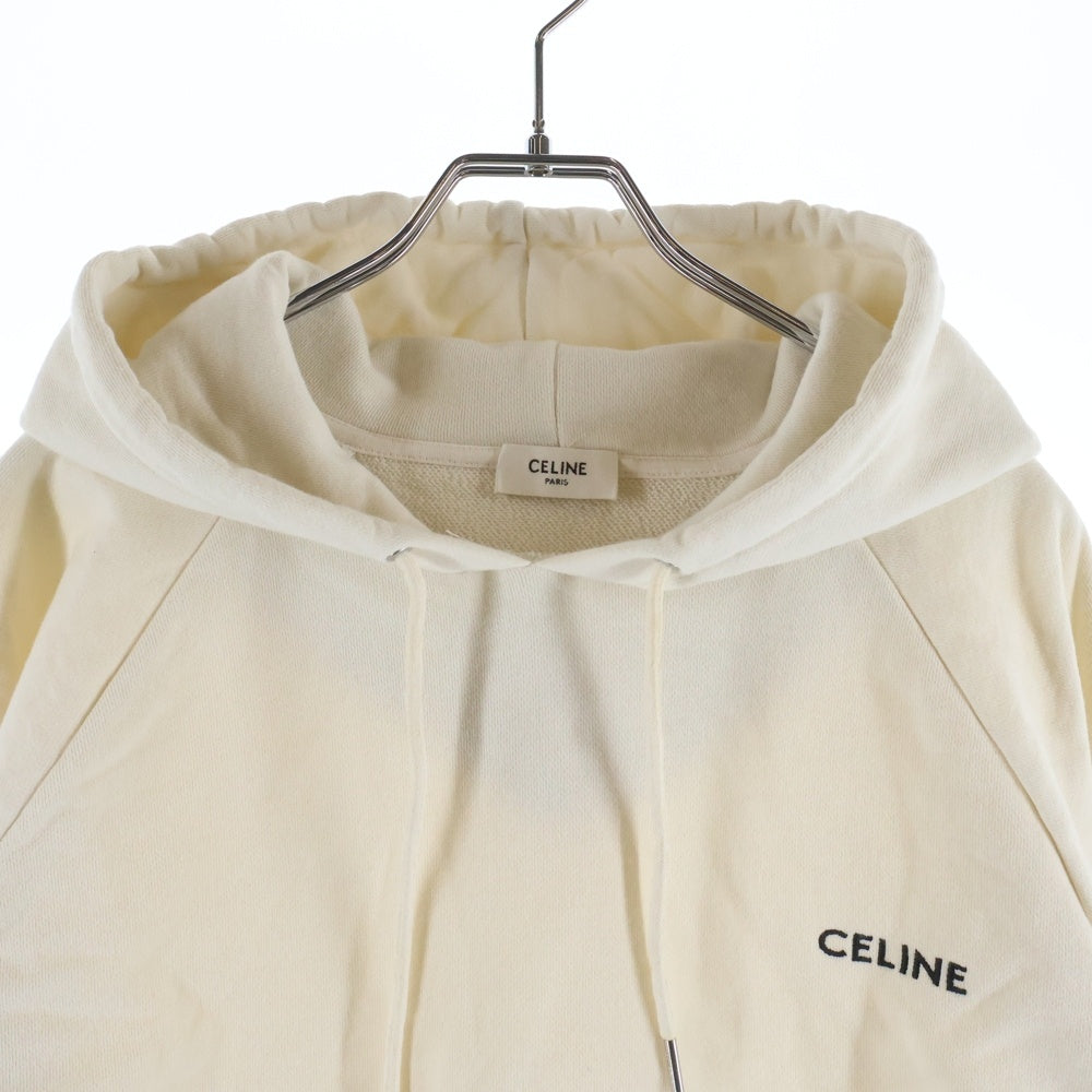 CELINE(セリーヌ) 23SS ロゴ刺繍 スウェット ショートスリーブ 半袖 プルオーバーパーカー レディース クリーム 2Y997670Q