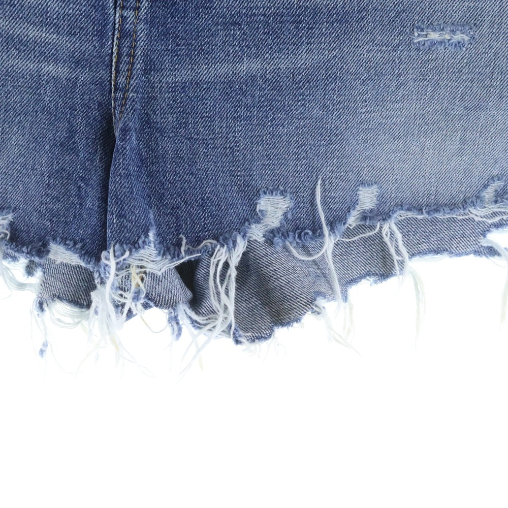 SAINT LAURENT PARIS(サンローランパリ) ダメージ加工 カットオフ 5ポケット デニム ショートパンツ ハーフパンツ ショーツ レディース インディゴ 562888 YE852