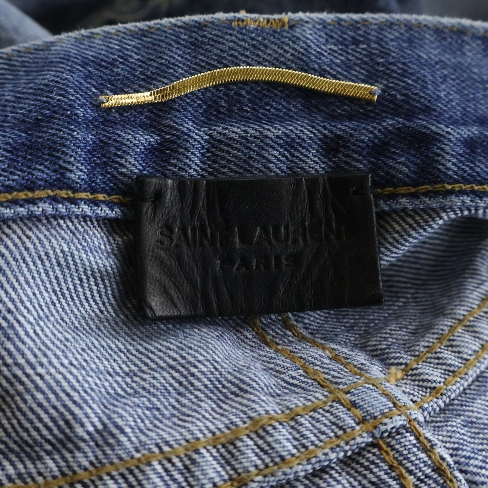 SAINT LAURENT PARIS(サンローランパリ) ダメージ加工 カットオフ 5ポケット デニム ショートパンツ ハーフパンツ ショーツ レディース インディゴ 562888 YE852