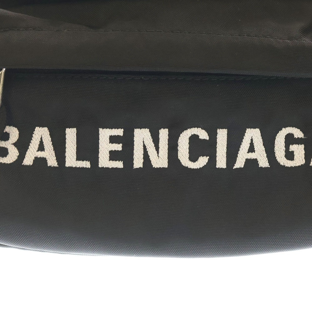 BALENCIAGA(バレンシアガ) ロゴ刺繍 ナイロン ウィールベルトバッグ ボディバッグ ウエストバッグ ブラック 528862