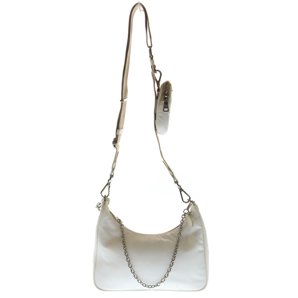 PRADA(プラダ) Re-Edition 2005 リエディション リナイロン サフィアーノレザー トライアングルロゴプレート 2WAY ショルダーバッグ ハンドバッグ ホワイト レディース 1BH204