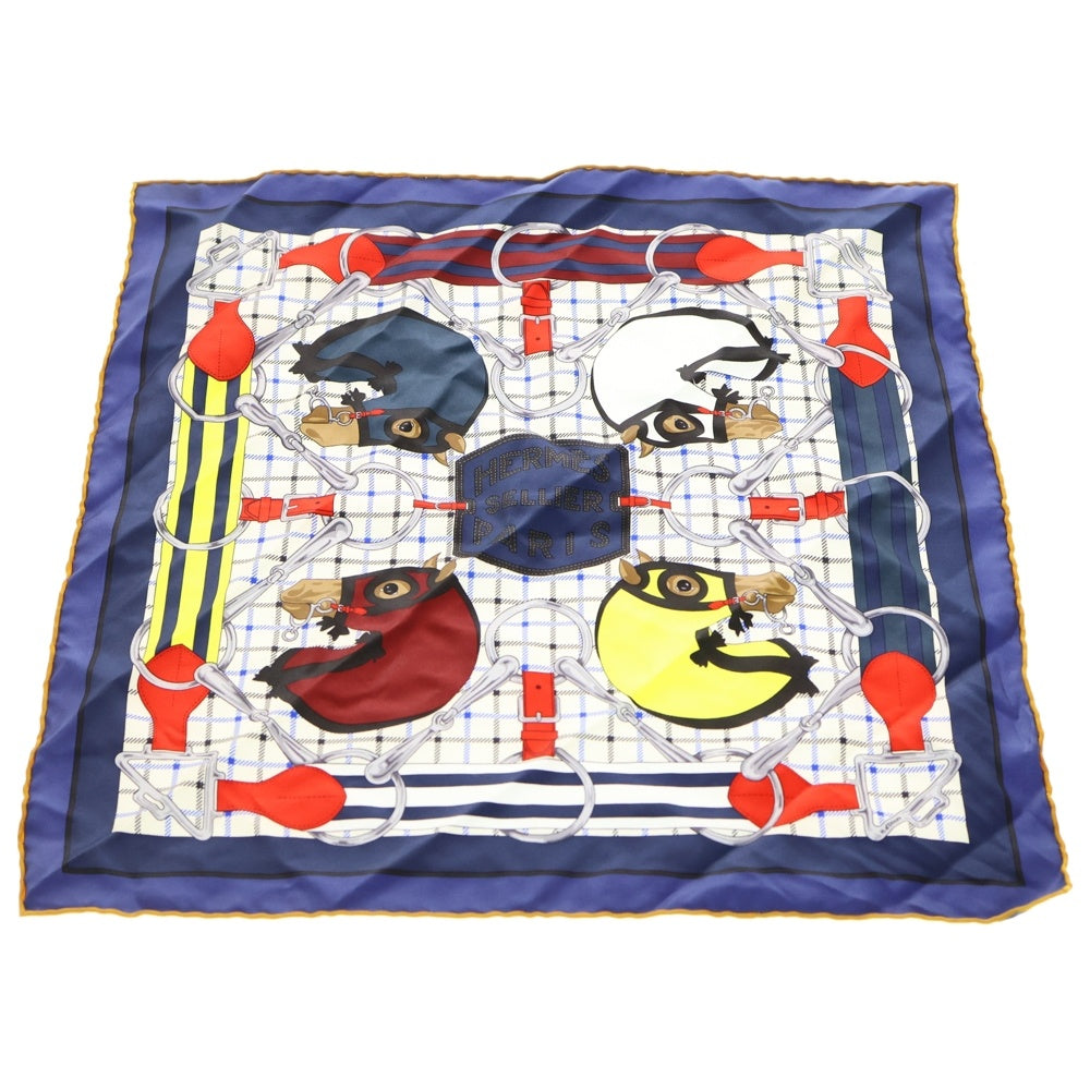 HERMES(エルメス) カレジェアン45 ガヴロッシュ タッタソール シルク スカーフ マルチ レディース