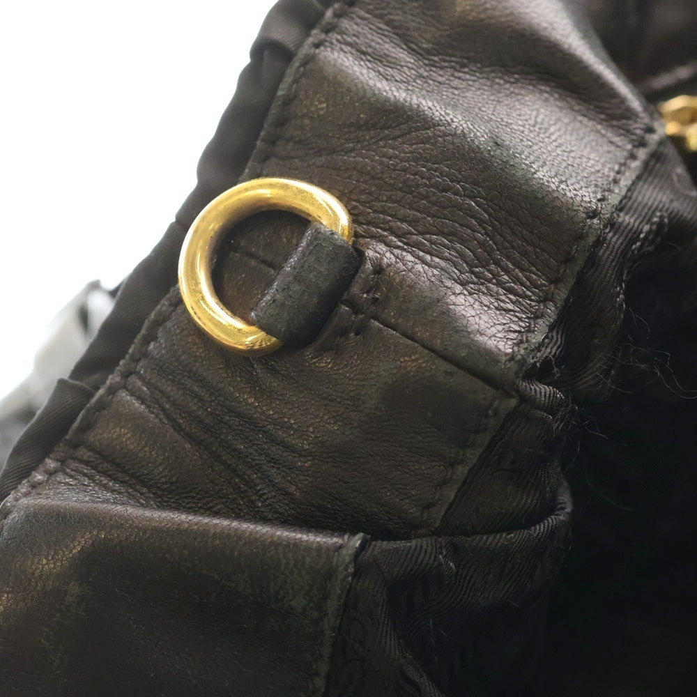 PRADA(プラダ) ギャザー 2Way ナイロン ハンド バッグ ブラック レディース