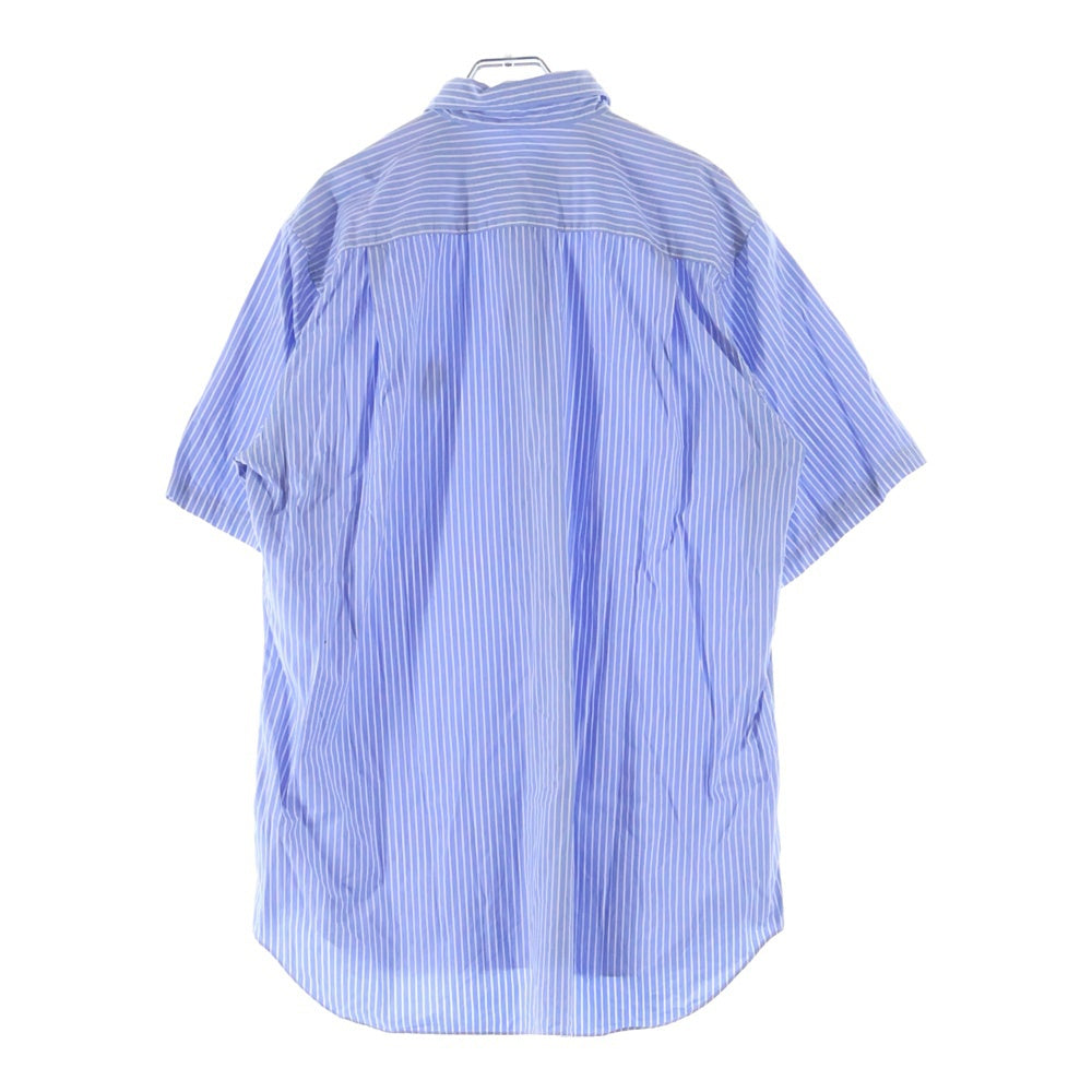 PLAY COMME des GARCONS(プレイコムデギャルソン) Striped S/S Shirt ハートパッチ ストライプ 半袖シャツ ブルー AZ-B022