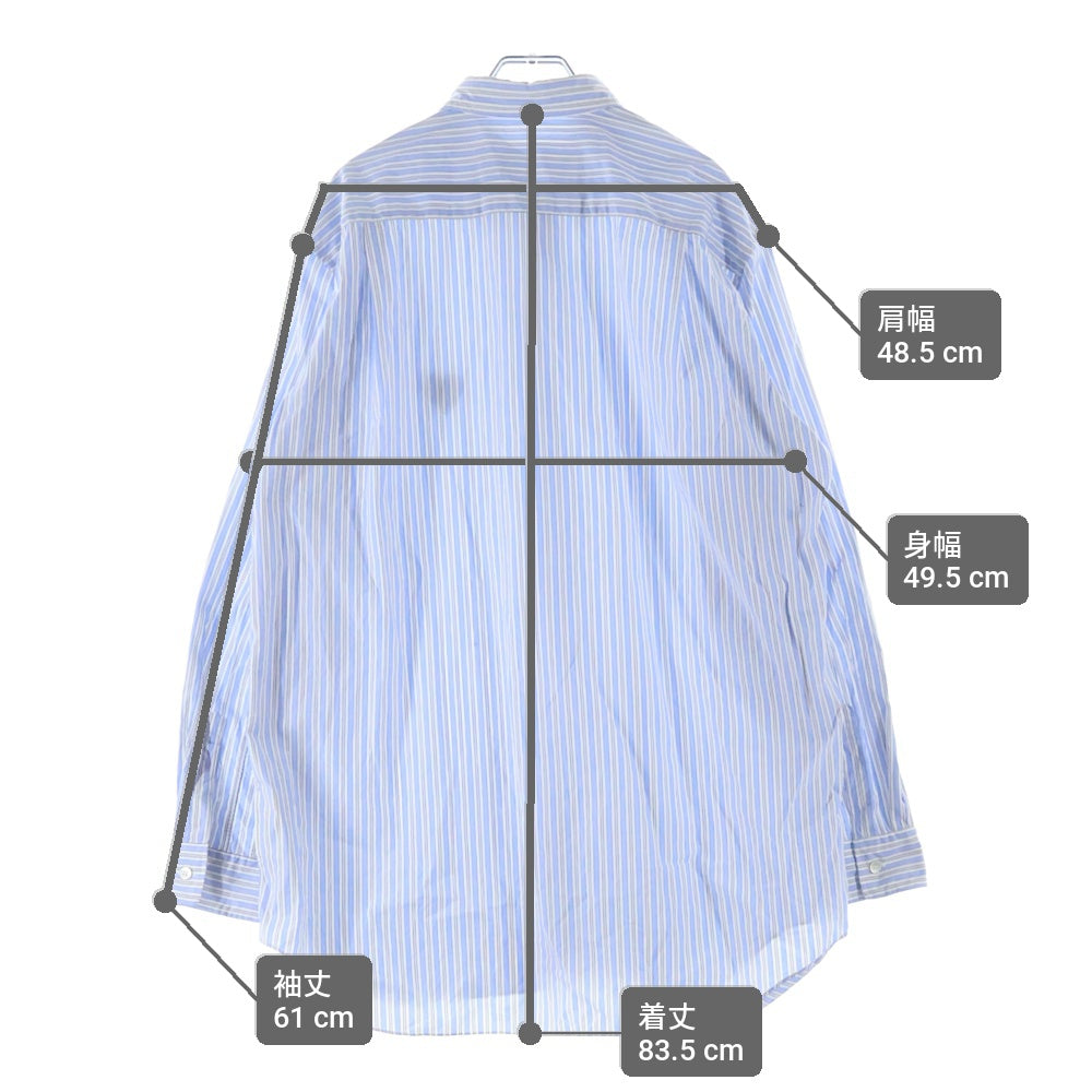 PLAY COMME des GARCONS(プレイコムデギャルソン) Striped L/S Shirt ハートパッチ ストライプ 長袖シャツ ブルー AZ-B020