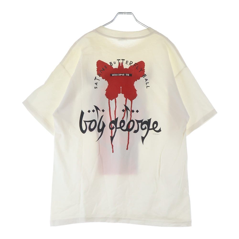 VINTAGE(ヴィンテージ) 90S VINTAGE BOY GEORGE Satans Butterfly Ball ヴィンテージ ボーイ ジョージ サタンズ バタフライ ボール プリント 半袖Tシャツ カットソー ホワイト