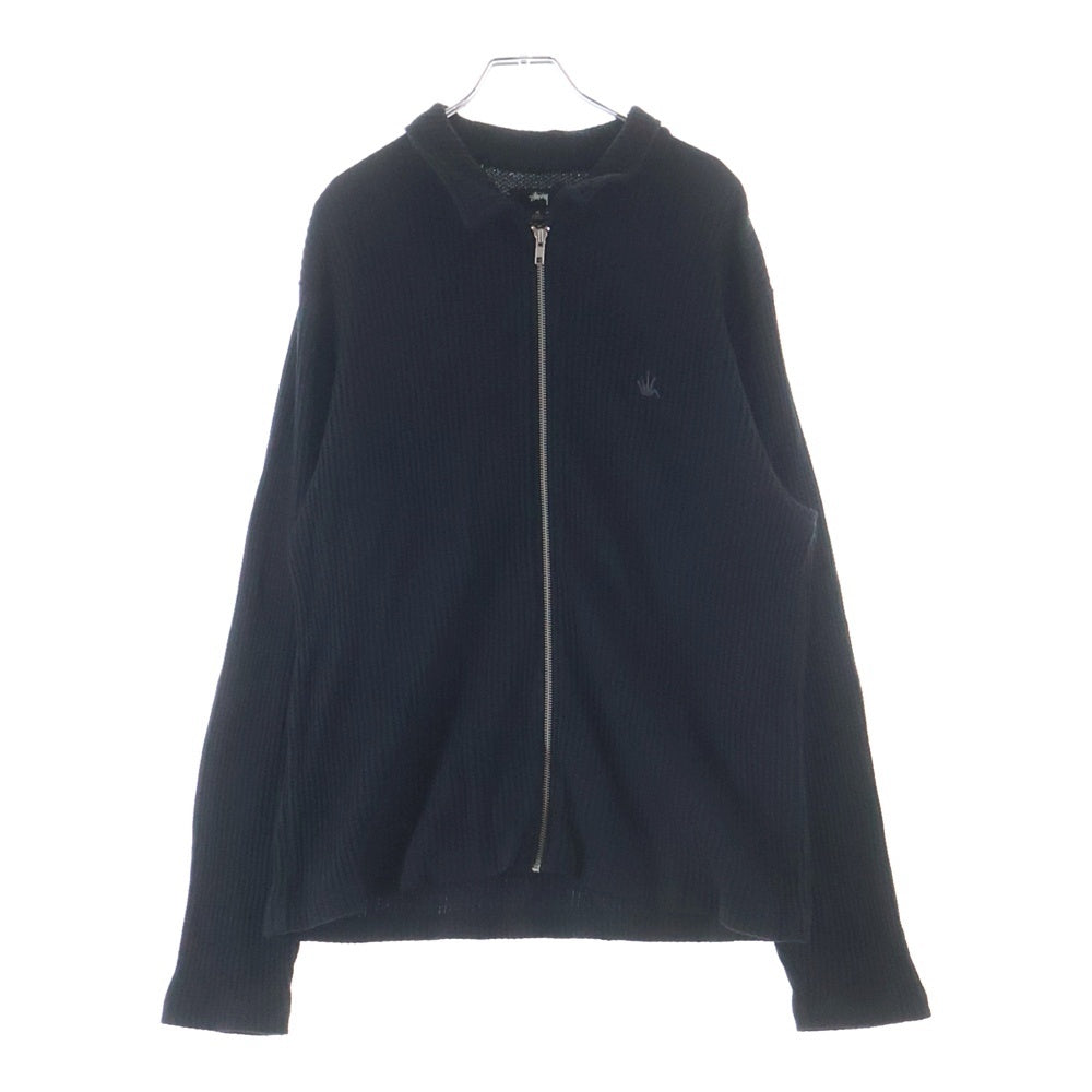 STUSSY(ステューシー) 23AW BIG THERMAL ZIP SHIRT クラウン刺繍 サーマル ジップアップ 長袖シャツ ブラック 1140317
