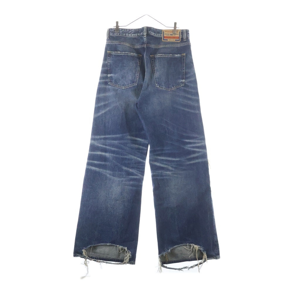 DIESEL(ディーゼル) D-Rise ダメージ加工 ワイドストレート デニムパンツ ボトムス ジーンズ インディゴ A06370