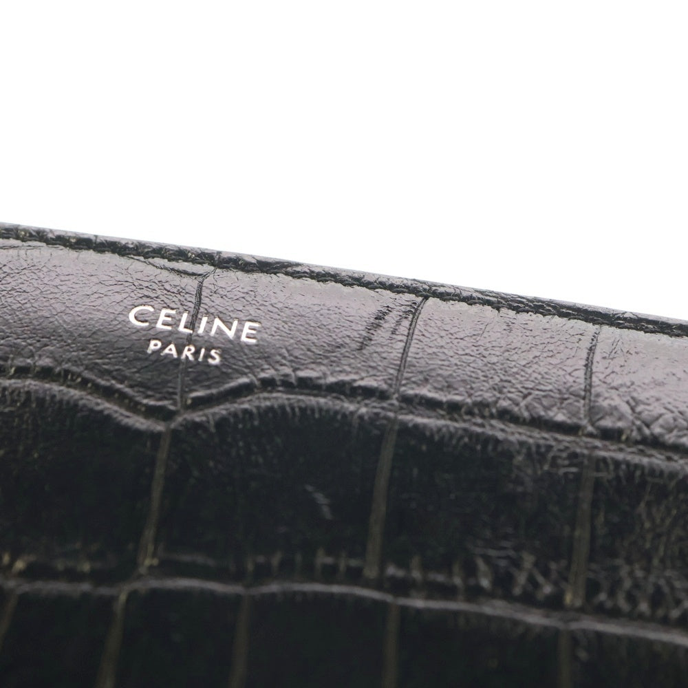 CELINE(セリーヌ) クロコダイル エンボスド カーフスキン レザー ラウンドジップ ロングウォレット 長財布 ブラック 10B553CUV.38SI