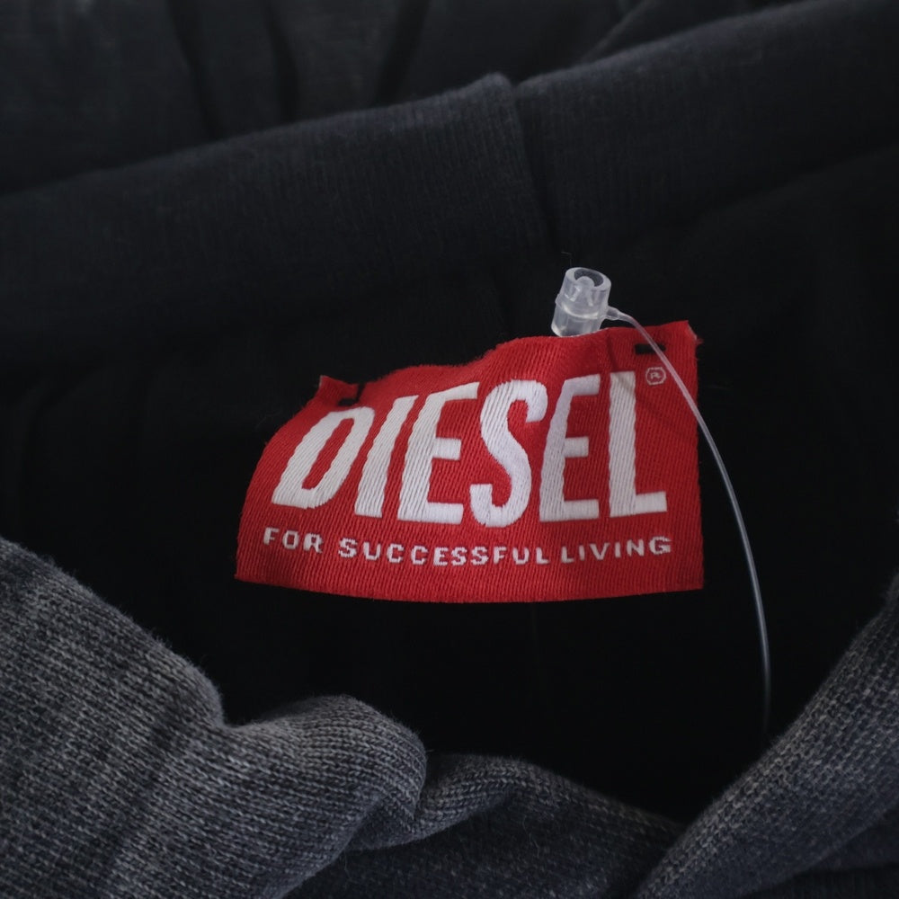 DIESEL(ディーゼル) S-FISHY ブリーチ加工 スウェットプルオーバーパーカー ブラック A15941