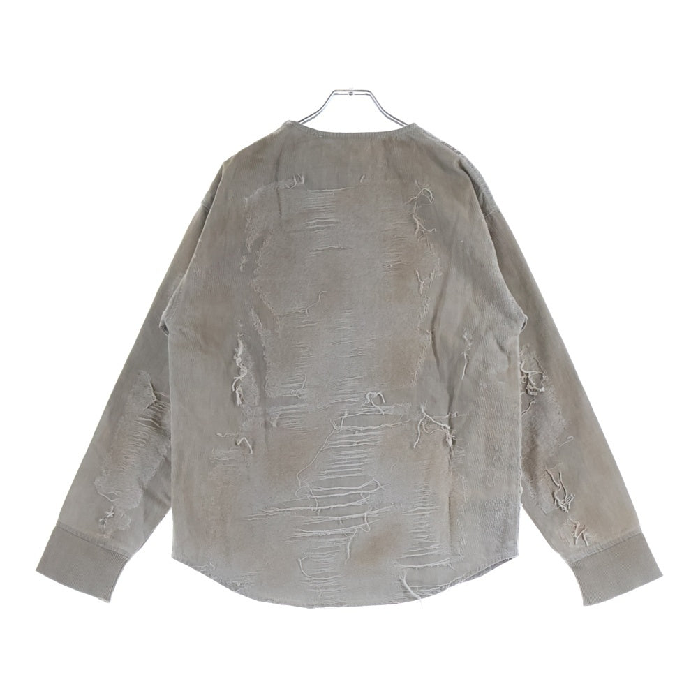 DIESEL(ディーゼル) D-JUST-FSG1 ダメージ加工 オーガニックコットンスウェットシャツ グレー A18195