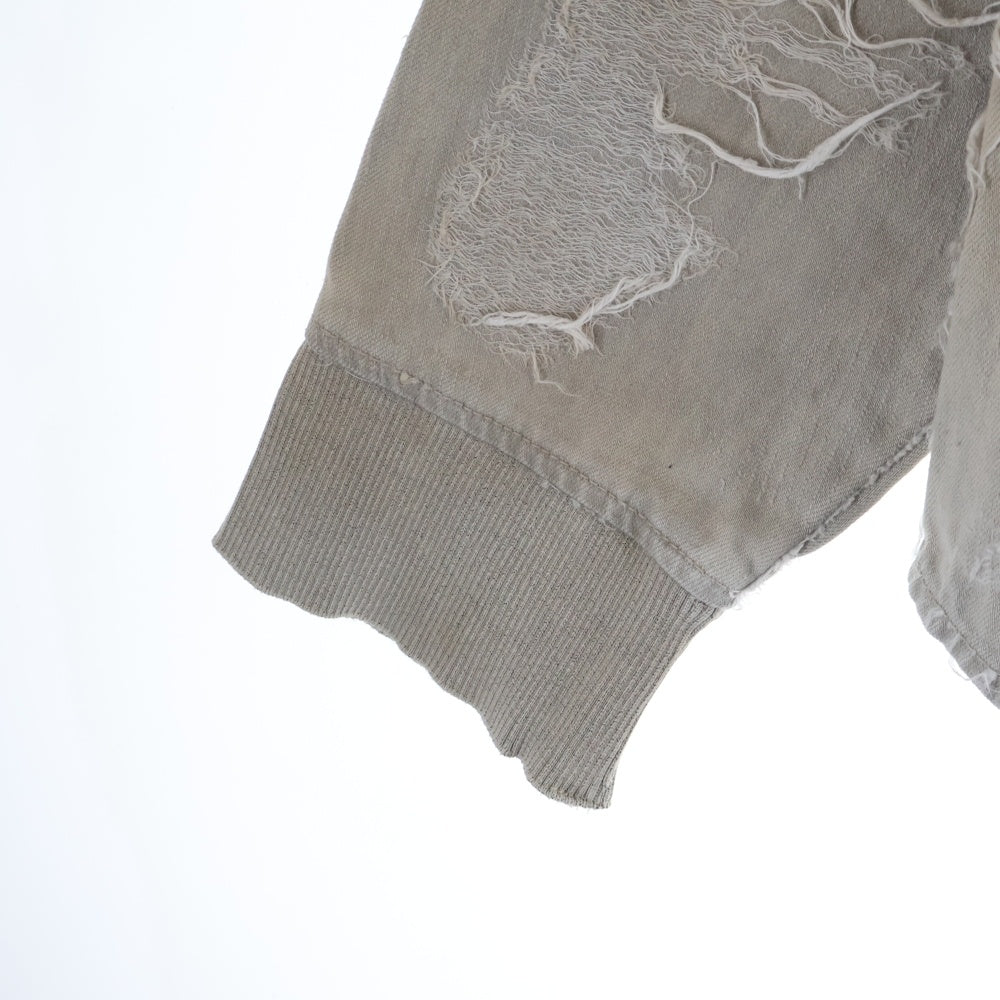 DIESEL(ディーゼル) D-JUST-FSG1 ダメージ加工 オーガニックコットンスウェットシャツ グレー A18195